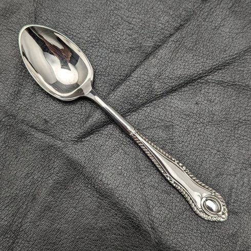 Around 1920 English antique silver plate 6 teaspoon & tongs set in case